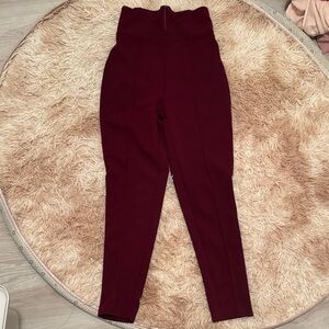 High-Waisted, V Cut Burgundy Pants